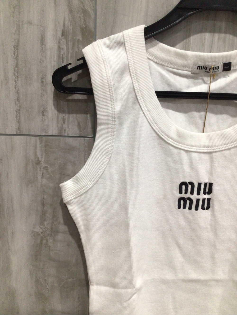 Miu Miu White Tank Top with Black Logo - Picture 3 of 8